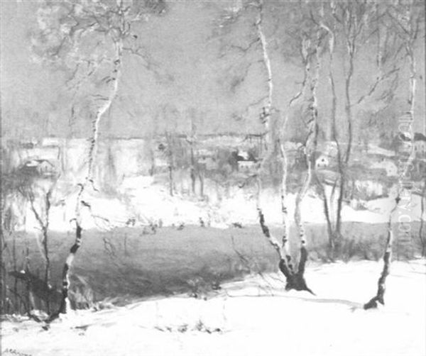 The Frozen Neponset River, Mass Oil Painting by Arthur Clifton Goodwin