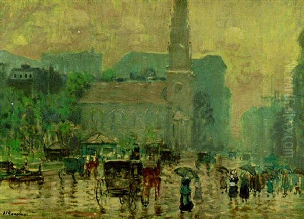 Rain On Park Street Oil Painting by Arthur Clifton Goodwin