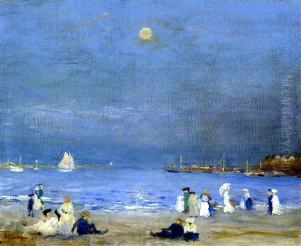 Beach Scene Oil Painting by Arthur Clifton Goodwin