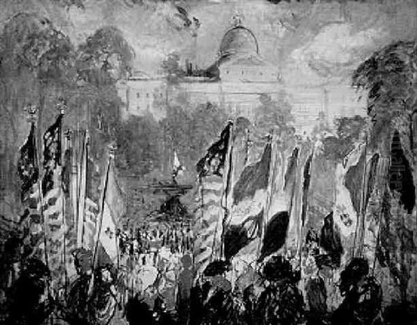 Victory: Celebration Looking To Boston State House Oil Painting by Arthur Clifton Goodwin