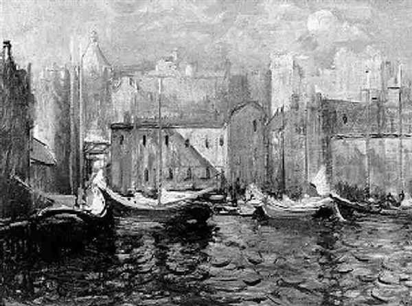 Harbor Scene Oil Painting by Arthur Clifton Goodwin