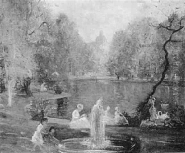 Boston Public Garden Oil Painting by Arthur Clifton Goodwin