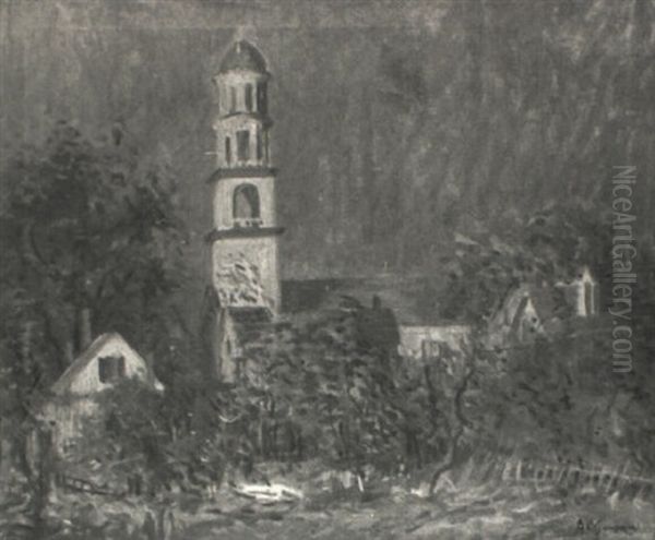 Church In New England Oil Painting by Arthur Clifton Goodwin