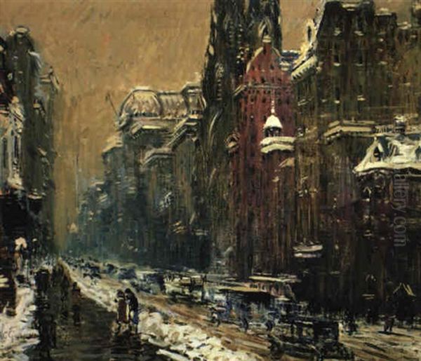 Fifth Avenue Near St. Patrick's Cathedral Oil Painting by Arthur Clifton Goodwin