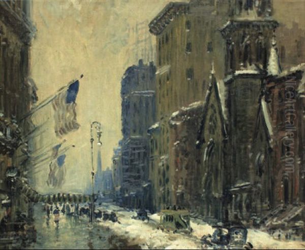 57th Street, New York City Oil Painting by Arthur Clifton Goodwin