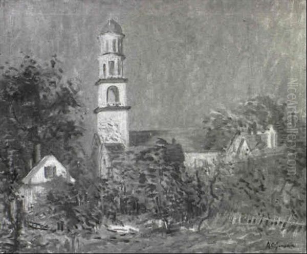 A Church In New England Oil Painting by Arthur Clifton Goodwin