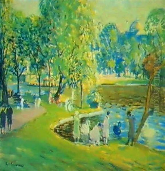 Public Garden, Boston Oil Painting by Arthur Clifton Goodwin