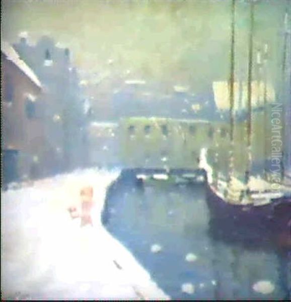 Wharf Scene Oil Painting by Arthur Clifton Goodwin