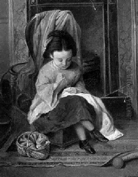 The Young Seamstress Oil Painting by Harry Goodwin