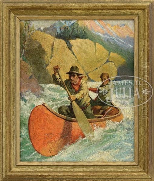 Scouts Negotiating The Rapids Oil Painting by Philip Russell Goodwin