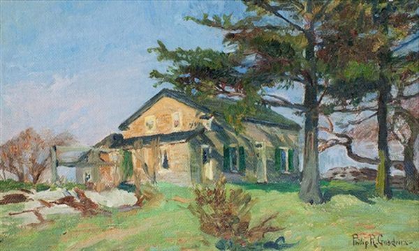 House With Tree And Cactus Oil Painting by Philip Russell Goodwin