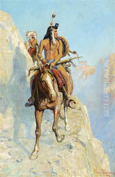 Blackfeet Indians On The War Path Oil Painting by Philip Russell Goodwin