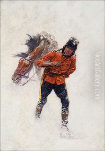 Canadian Mountie Oil Painting by Philip Russell Goodwin