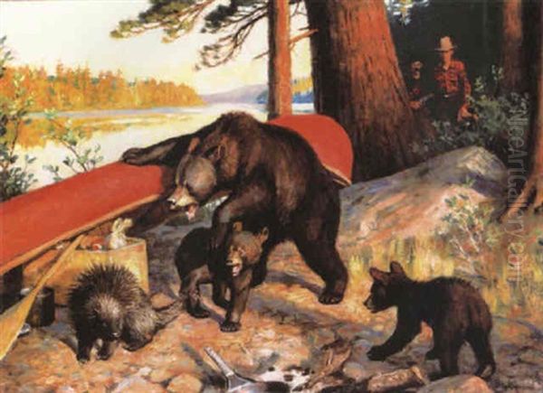 Porcupine In Camp Oil Painting by Philip Russell Goodwin