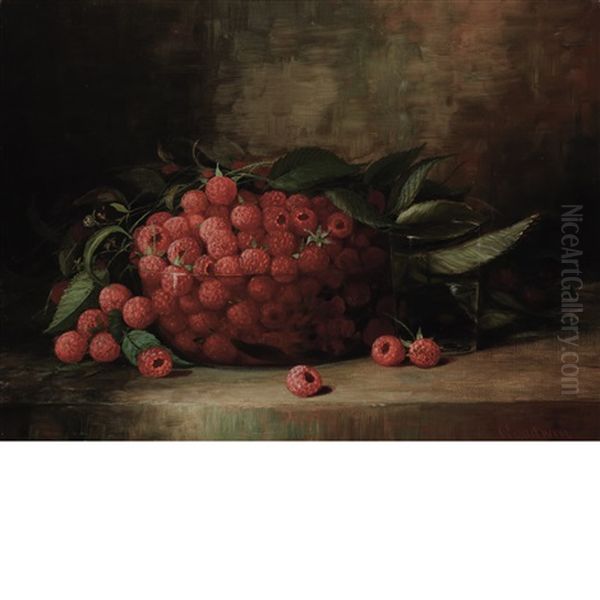 Still Life With Raspberries Oil Painting by Richard La Barre Goodwin