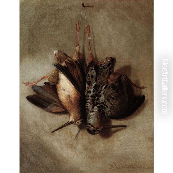 A Brace Of Woodcock Oil Painting by Richard La Barre Goodwin