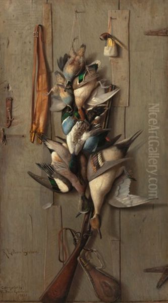 Still Life With Game And Hunting Paraphernalia Oil Painting by Richard La Barre Goodwin