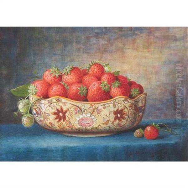 Strawberries In A Bowl Oil Painting by Richard La Barre Goodwin