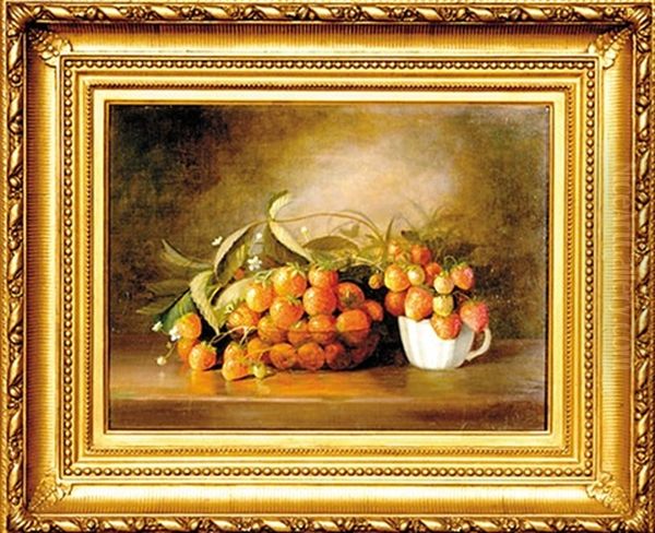 Strawberries On A Tabletop Oil Painting by Richard La Barre Goodwin