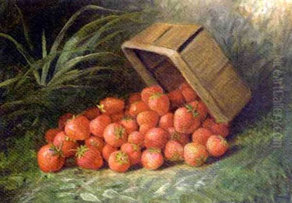 Basket Of Strawberries Oil Painting by Richard La Barre Goodwin