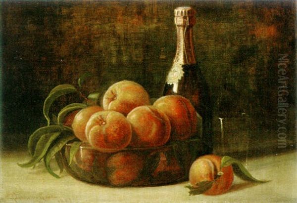 Still Life With Peaches And Champagne Oil Painting by Richard La Barre Goodwin