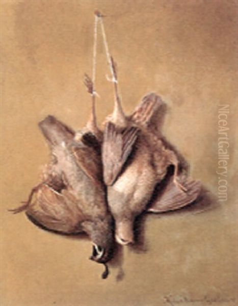 Hanging Quail Oil Painting by Richard La Barre Goodwin