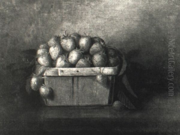 Still Life With A Basket Of Strawberries Oil Painting by Richard La Barre Goodwin