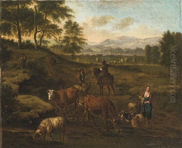 Pastorale Vor Idealer Landschaft Oil Painting by Jan van Gool