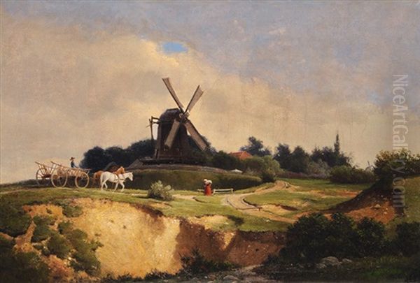 Rolands Mill In Ottensen Oil Painting by Berend Goos