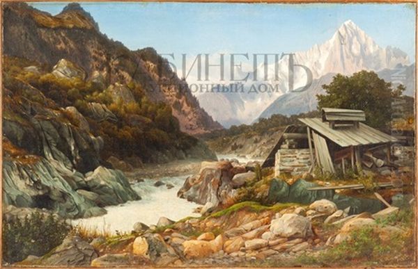 View Of Mont Blanc From Chamonix Oil Painting by Apollinari Gilyarievich Goravsky