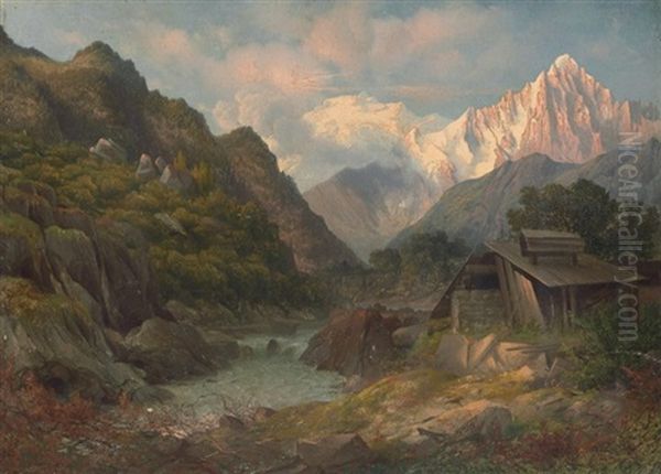 View Of Mont Blanc From Chamonix Oil Painting by Apollinari Gilyarievich Goravsky