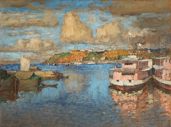 A View Of Nizhny Novgorod Oil Painting by Konstantin Ivanovich Gorbatov