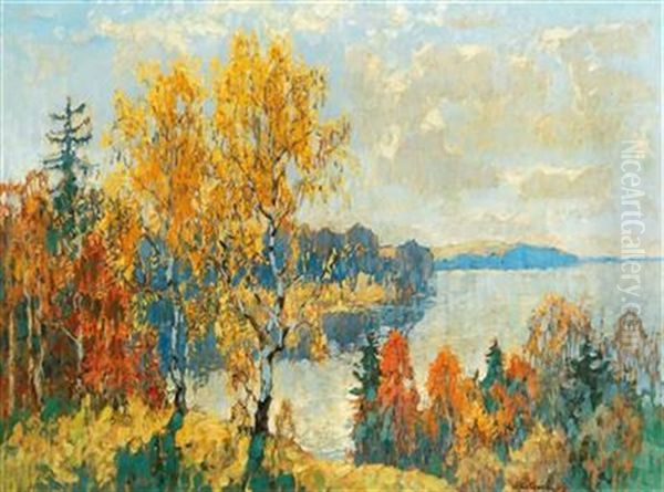 Autumn Oil Painting by Konstantin Ivanovich Gorbatov