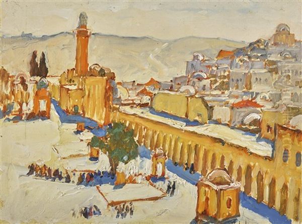 Courtyard Of The Mosque Of Omar In Jerusalem Oil Painting by Konstantin Ivanovich Gorbatov