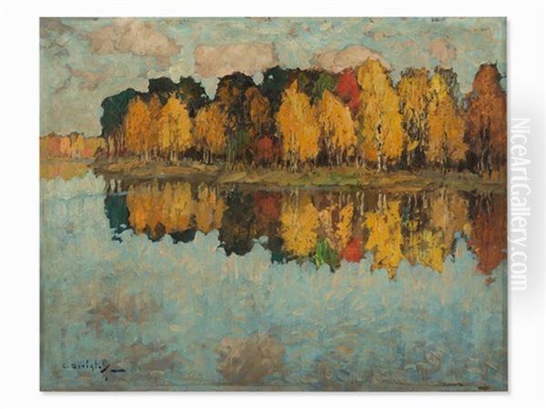 Herbst Am Sees Oil Painting by Konstantin Ivanovich Gorbatov