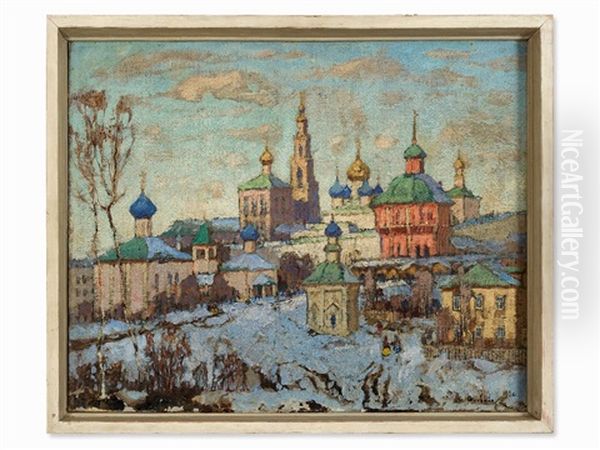 Novodevichy Monastery Oil Painting by Konstantin Ivanovich Gorbatov