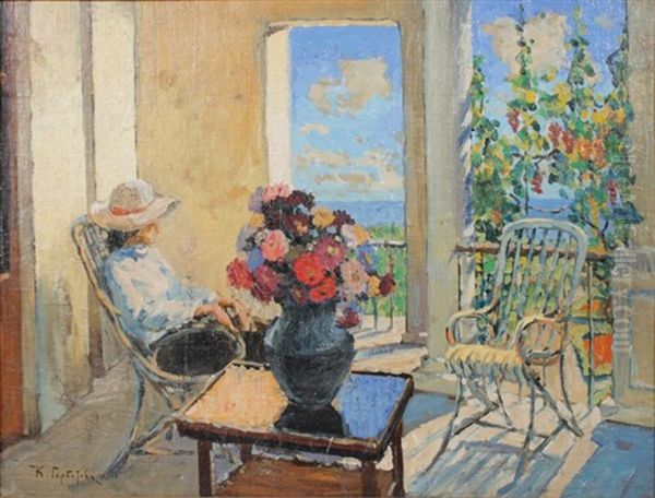 Near The Window Oil Painting by Konstantin Ivanovich Gorbatov