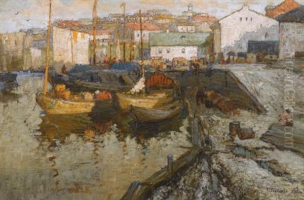 Harbour, Early Evening Oil Painting by Konstantin Ivanovich Gorbatov