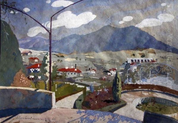 Landscape From Bankya Oil Painting by Stefan Badjov