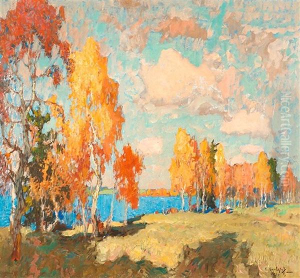 Herbst Am See Oil Painting by Konstantin Ivanovich Gorbatov