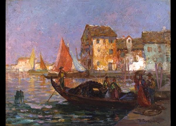 Kanal In Venedig Oil Painting by Konstantin Ivanovich Gorbatov