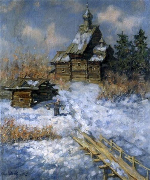 Winterlandschaft by Konstantin Ivanovich Gorbatov