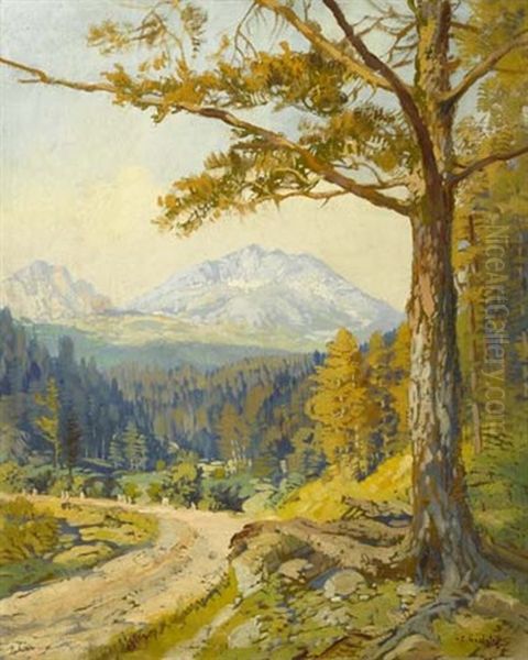 Berglandschaft Mit Weg Oil Painting by Konstantin Ivanovich Gorbatov