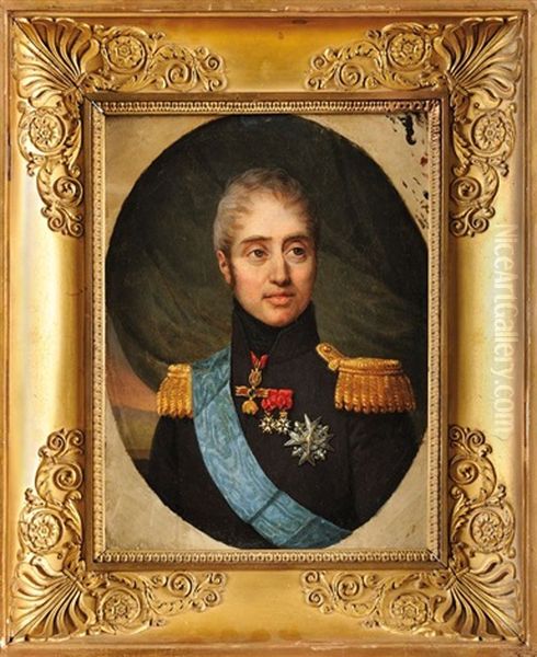 Portrait Du Roi Charles X Portant La Toison D'or Et L'ordre Du Saint Esprit Oil Painting by Johan Goerbitz