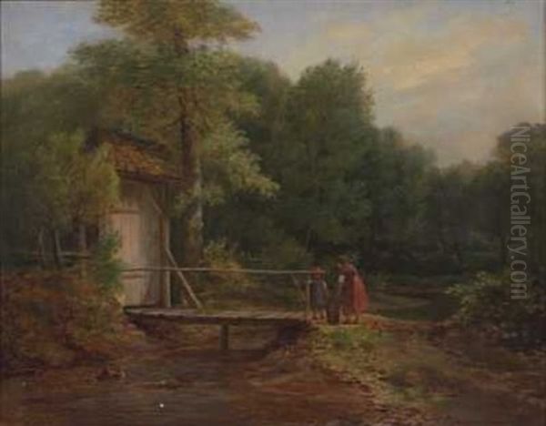 Sommerlandskap Med Bekk Oil Painting by Johan Goerbitz