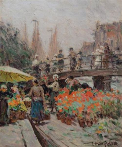 The Flower Stand Oil Painting by Luther Emerson Van Gorder