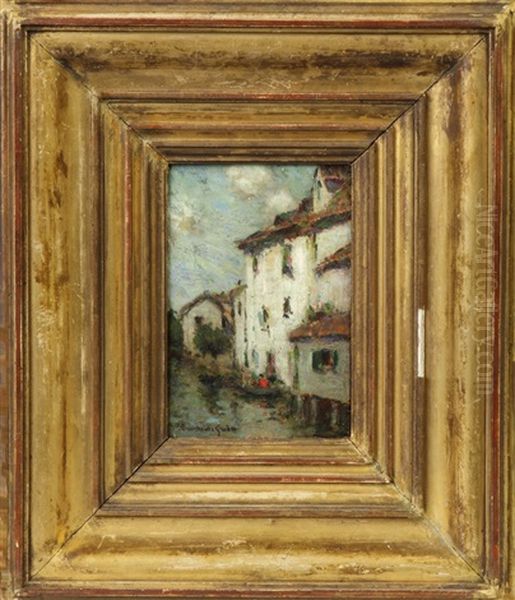 Canal Scene Oil Painting by Luther Emerson Van Gorder