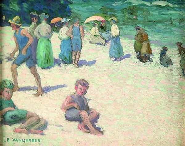 A Day At The Beach Oil Painting by Luther Emerson Van Gorder