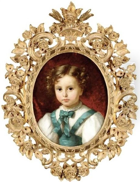 A Daughter Of The Piatti Family Of Florence Oil Painting by Michele Gordigiani