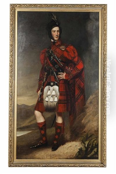 Full Length Portrait Of A Highland Chieftain Sir Francis Grant In Full Highland Dress Oil Painting by John Watson Gordon